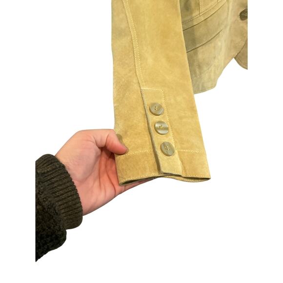 Coldwater Creek Womens Leather Jacket Size Medium Light Green Boho Western Fairy - Picture 7 of 9